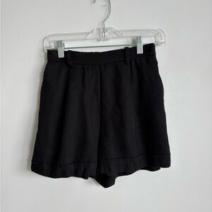 Frank & Oak TENCEL Tailored Shorts Black Pleated High Rise Size 0 Minimalist